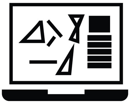 Laptop Coding Icon &ndash; Modern Programming Development and Software Engineering Vector Symbol