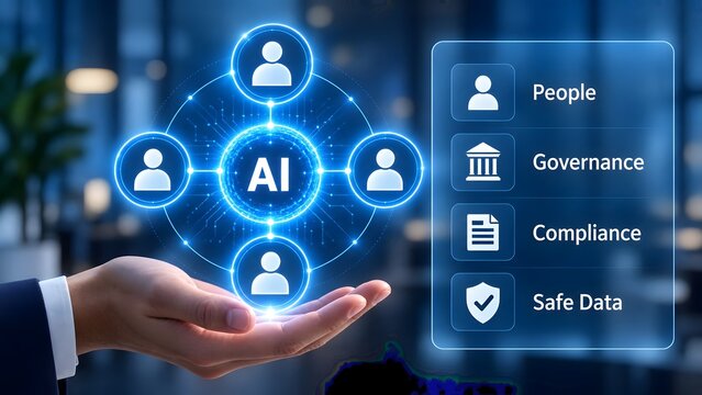 Enterprise AI governance and compliance framework orchestrating corporate human resources and data management node
