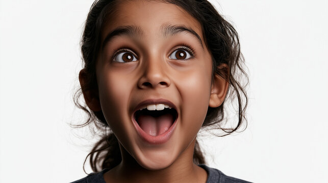 Young girl with surprised expression and open mouth