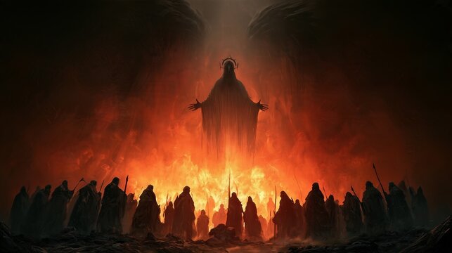 Samyaza and the watchers explore the ancient biblical figures of darkness and their power in a fiery setting