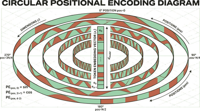 Circular positional encoding diagram for artificial intelligence models