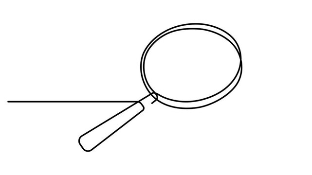 Magnifying glass continuous one line drawing animation, Animation of a single line drawing of a magnifying glass, Full length single line art animation. Full length one line animation 4k video