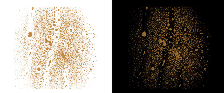 Water Drop Brush, Abstract liquid splash with dense droplets and scattered water drops for creative background design
