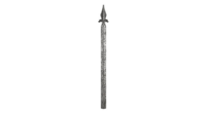 Ancient medieval spearhead with ornate detailing and weathered texture