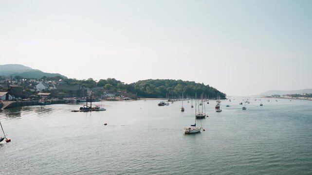 View of the Conwy Estuary in North Wales, with Conwy and Deganwy Castle surroundings, UK - 8 September 2026.