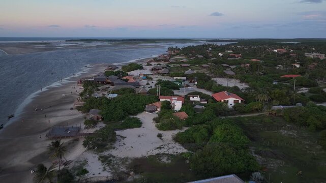 Aerial view of Atins village near Lencois Maranhenses, Brazil.