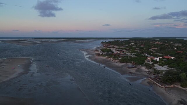 Aerial view of Atins and Lencois Maranhenses dunes, Brazil.
