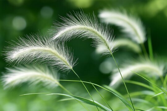 Fresh Green Foxtail Grass Close-Up