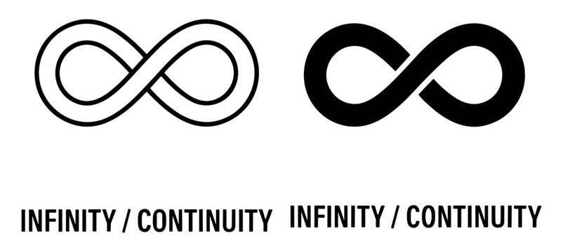 Infinity and continuity symbol, endless loop representing unlimited, eternal and continuous concept, outline and solid vector illustration on transparent background