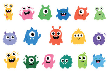 Fototapeta premium Playful Cartoon Monsters Pattern Vector Illustration