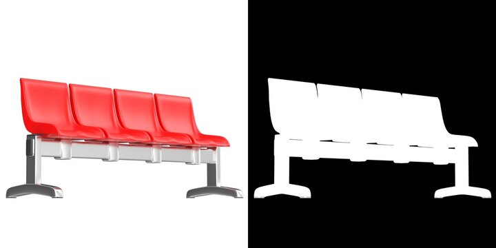 3D rendering illustration of a waiting room beam seating