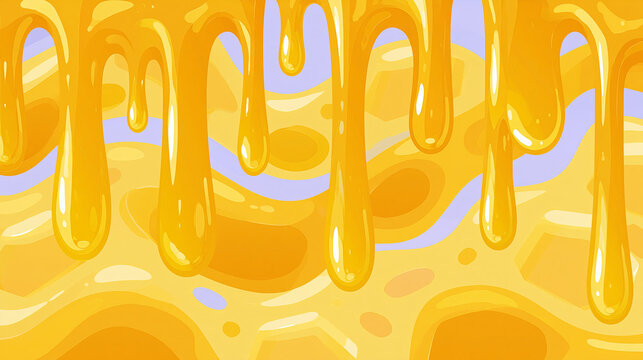 Golden honey dripping down in a vibrant, colorful background.