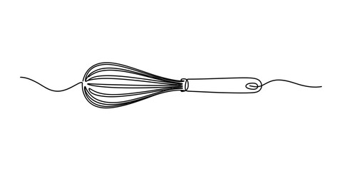 Obraz premium Kitchen whisk drawing made with a single continuous black line