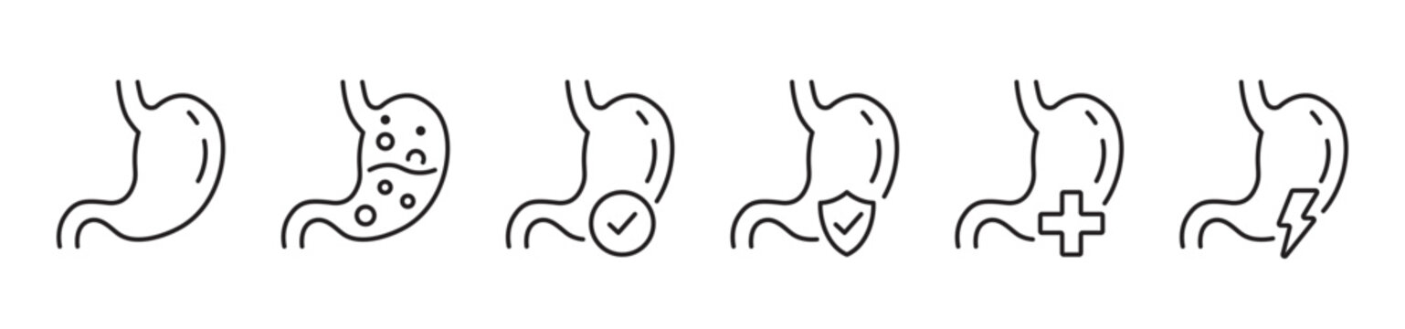 Stomach editable stroke outline icon isolated on white background flat vector illustration.