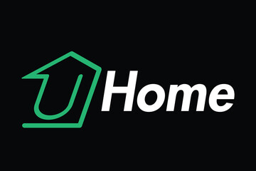 Fototapeta premium U home logo design, modern house icon with letter u, real estate branding symbol
