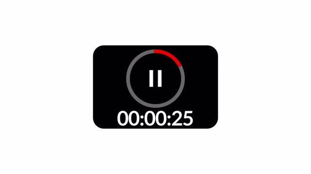Animated 30 seconds countdown timer with play button sign animation in 4k animation with alpha channel  30 seconds timer  with play sign animated on transparent background 