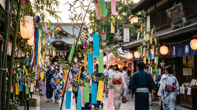 Traditional Japanese Tanabata Festival Decoration