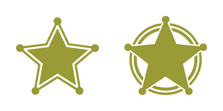 Sheriff Star Badge with Retro Vintage Styling for Western Law Enforcement, Cowboy Themes, Security, and Americana Design