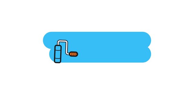 Dynamic flat design vector illustration of a paint roller applying a vivid blue stroke. Great for home renovation, DIY projects, painting services, and construction graphics