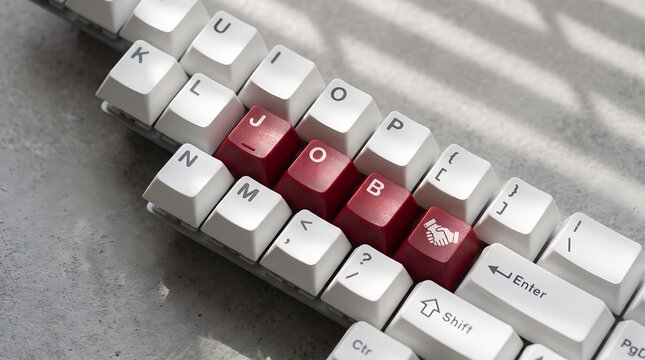 Professional Employment Opportunity Concept with Handshake Symbol on Computer Keyboard Keys