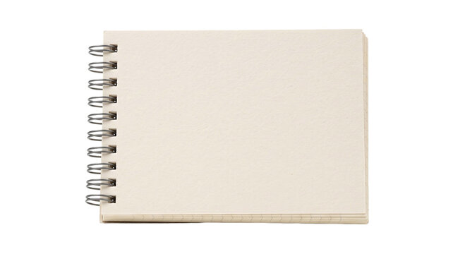 Blank spiral bound notebook with cream colored pages and metal binding