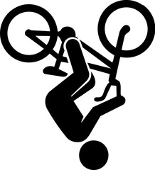 Fototapeta premium Black silhouette icon of a bmx backflip trick