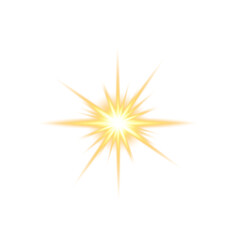 Fototapeta premium A vibrant golden starburst explosion radiates a brilliant glow perfectly isolated on a pristine white backdrop ideal for various graphic design applications