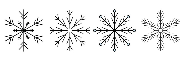 Obraz premium Snowflake Icons for Winter Design Elements, Ice Crystals, Christmas Decorations, Holiday Ornaments, and Seasonal Graphics