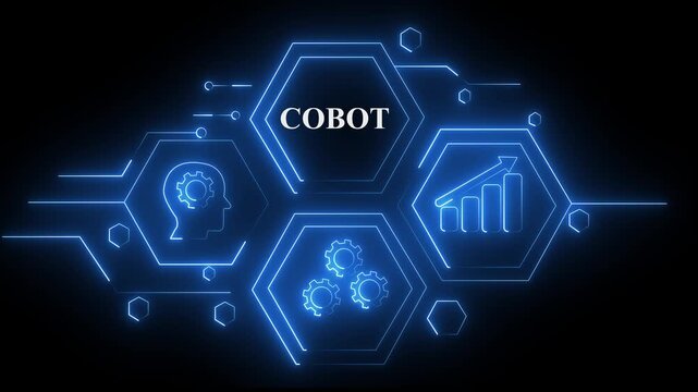 Abstract neon Hud knowledge ability business gear icon Glowing neon line concept. Glowing "COMBOT" button in German on a futuristic, abstract wave technology on black background. 