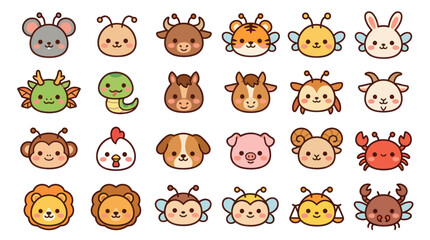 Obraz premium Cute animal character collection