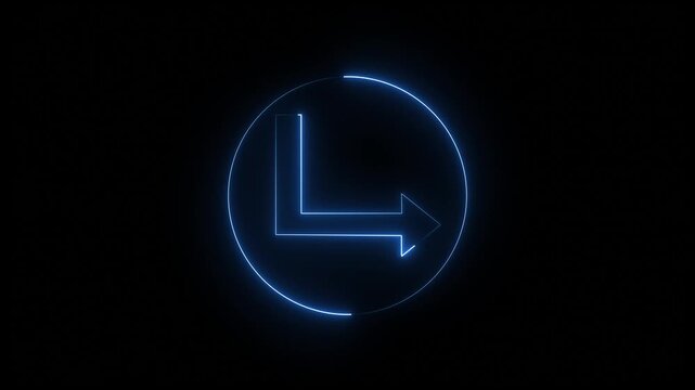 Glowing and right arrow isolated on transparent background. road signal information position sign symbol on black background. neon line icon 4k animation...