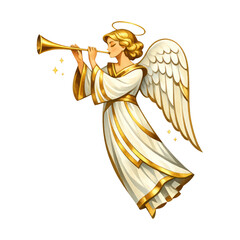 Fototapeta premium PNG Elegant angel playing trumpet