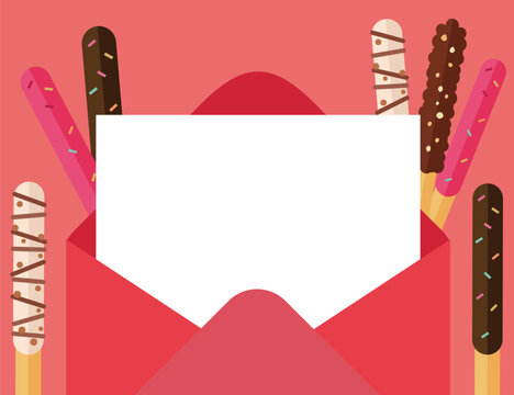 Pepero Day 11.11 Chocolate Sticks and Love Letter Envelope with Copy Space