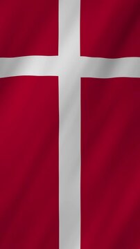 Denmark flag waving in the wind 4K animation vertical video
