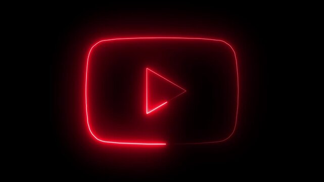 video logo icon neon effect slow motion clip, Video pause logo icon red colour saber motion clip, subscribe sign glow design.
