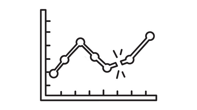 Graph Icon Showing Fluctuating Trend with a Burst. Business Growth Concept, Data Analysis Illustration