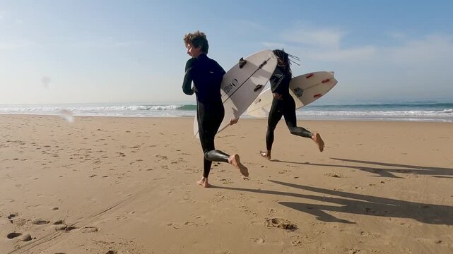 man running on the beach