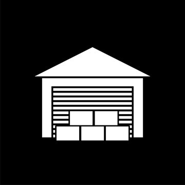 Warehouse sign icon isolated on black background