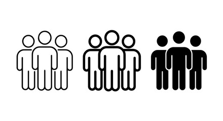Obraz premium Group of People Icons, Crowd Silhouettes, Teamwork Symbols, Diverse Community Vector Set