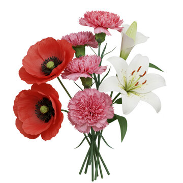 Photorealistic high end 3d cgi render of beautiful elegant white lily and minimalist flowers isolated on dark background for premium graphic design