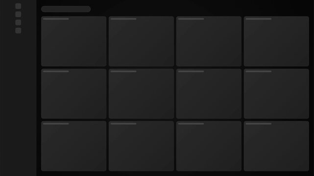 Dark interface with grid layout for digital content organization