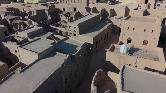 Aerial view of Harat Al Bilad heritage site in Manah, Oman.
