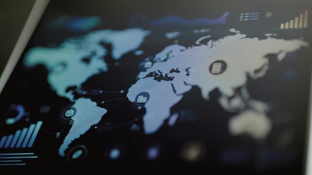 Global data network map connects regional facilities