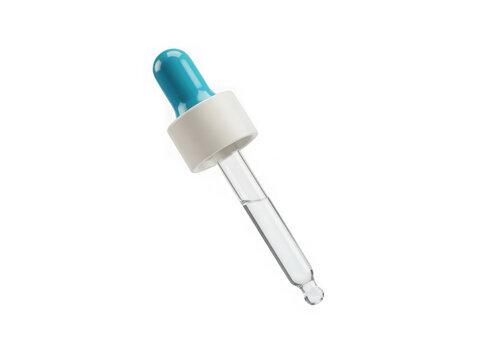 Blue glass dropper with liquid for scientific research and laboratory medicine testing