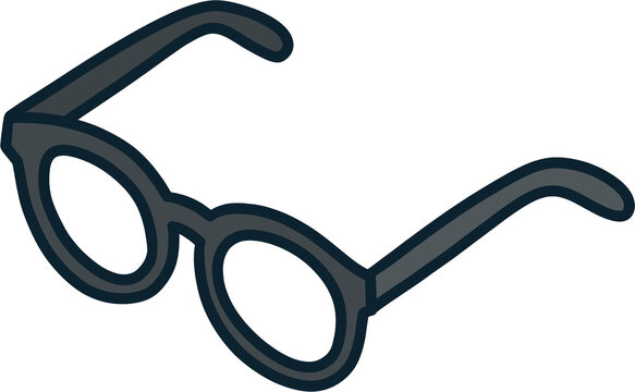 Dark grey eyeglasses frame vector illustration, classic round glasses icon