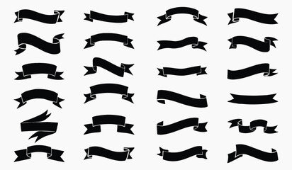 Obraz premium Vintage black ribbon banners collection vector elements