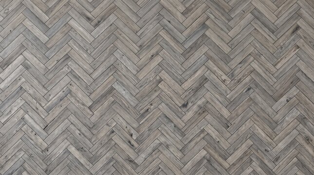 Grey herringbone wood parquet texture, seamless timber floor pattern, rustic wooden plank background for interior design visualization