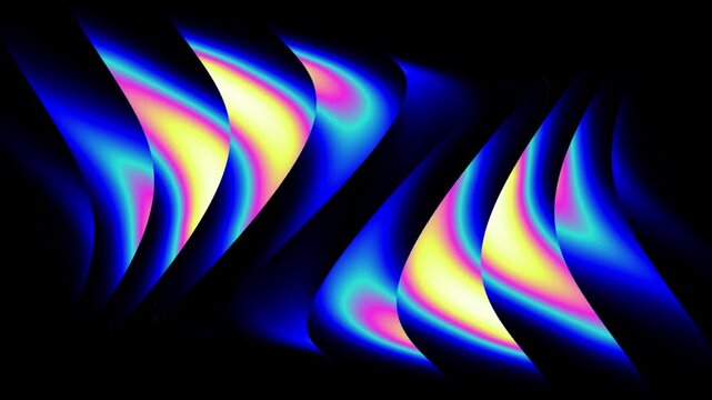 Iridescent fluid shapes shift and flow across a dark background 4k seamless loop.