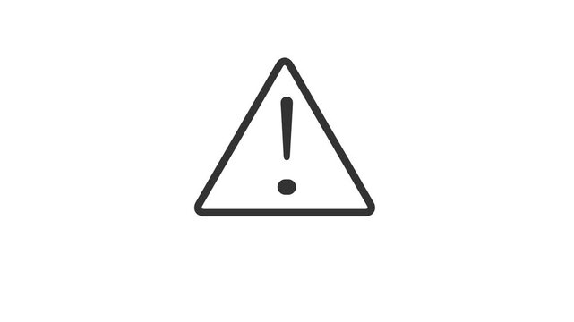 Black outline warning triangle animation flashes an exclamation mark. Urgent danger notifications trigger the warning triangle. Critical system alert notices feature the warning triangle.