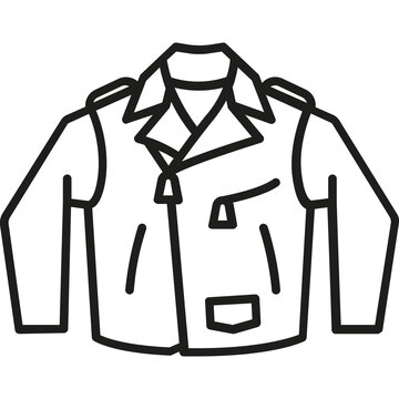 Leather biker jacket outline icon for fashion and apparel concepts